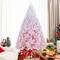 White-Pink PVC Christmas Tree with Flocked Tips and Folding Metal Stand